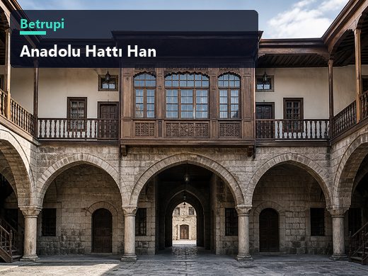 Anadolu Hattı haritasında iki katlı han cephesi ve üst kat pencereleri