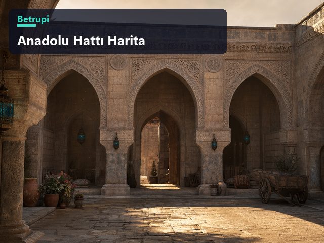 Anadolu Hattı haritasında taş kemerli avlu ve iki katlı han cephesi